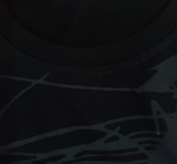 Black Stylish T-Shirt (Front & One Sleeve Printed)