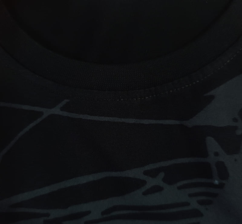 Black Stylish T-Shirt (Front & One Sleeve Printed)