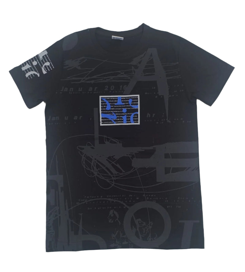 Black Stylish T-Shirt (Front & One Sleeve Printed)