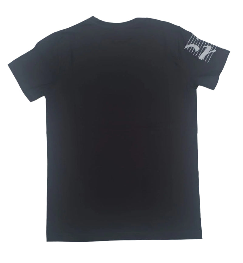 Black Stylish T-Shirt (Front & One Sleeve Printed)