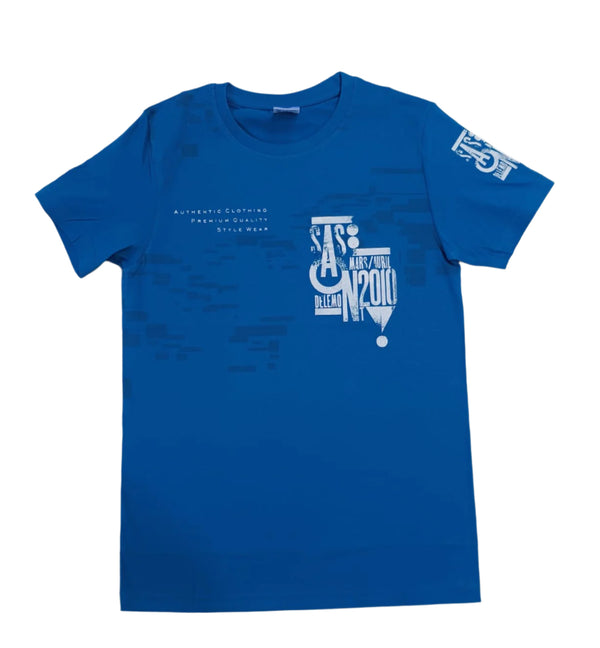 Blue Stylish T-Shirt (Front & One Sleeve Printed)