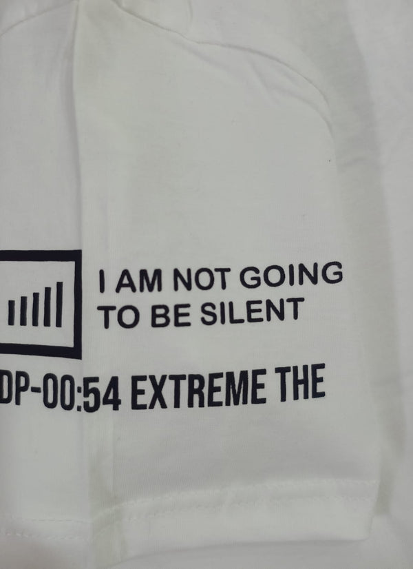 White Stylish T-Shirt (Front & One Sleeve Printed)