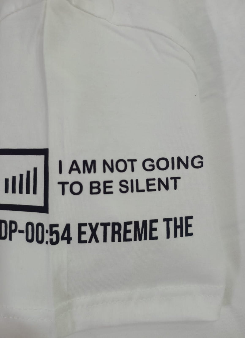 White Stylish T-Shirt (Front & One Sleeve Printed)