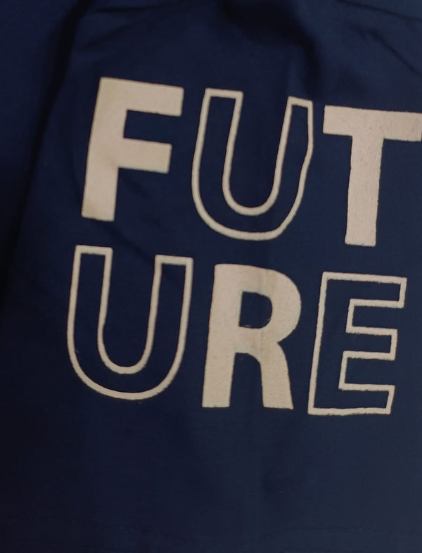 Dark Blue Stylish T-Shirt (Front & One Sleeve Printed)