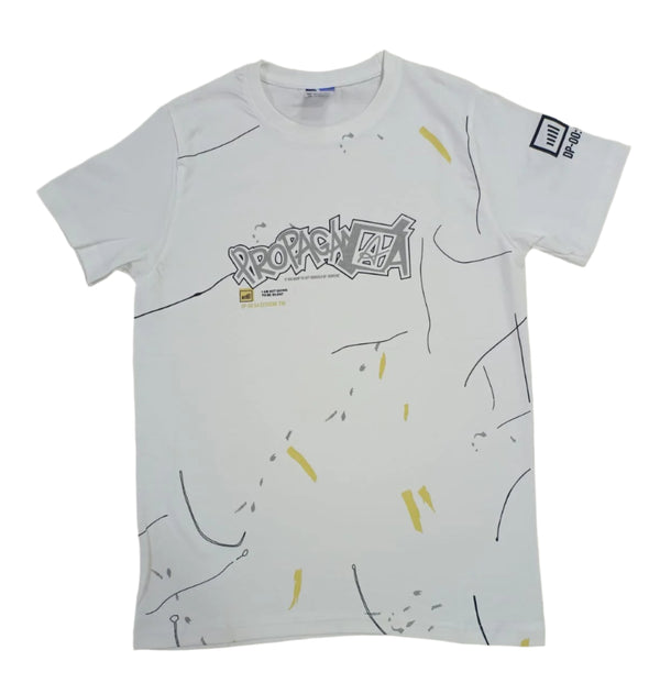 White Stylish T-Shirt (Front & One Sleeve Printed)