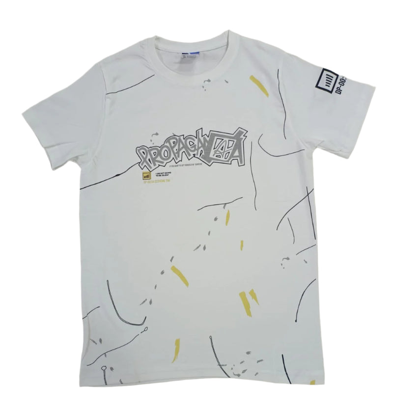 White Stylish T-Shirt (Front & One Sleeve Printed)