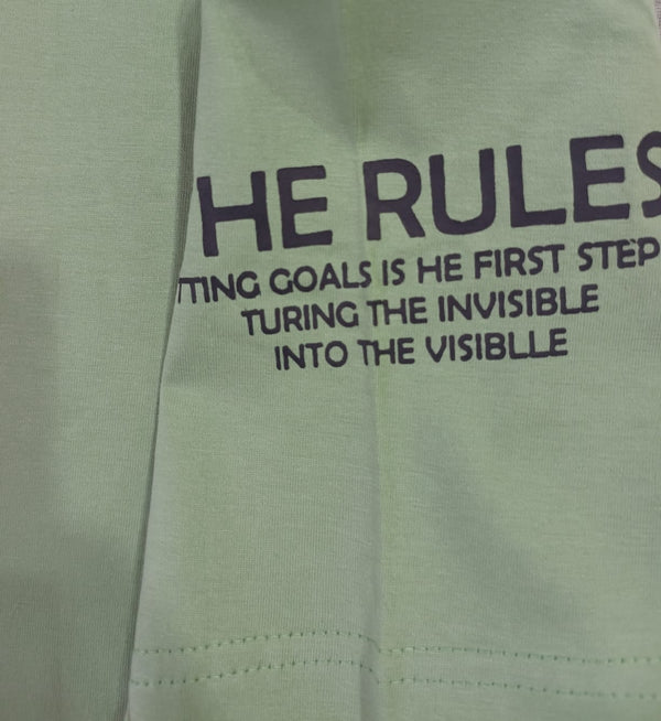 Light Green Stylish T-Shirt (Front & One Sleeve Printed)