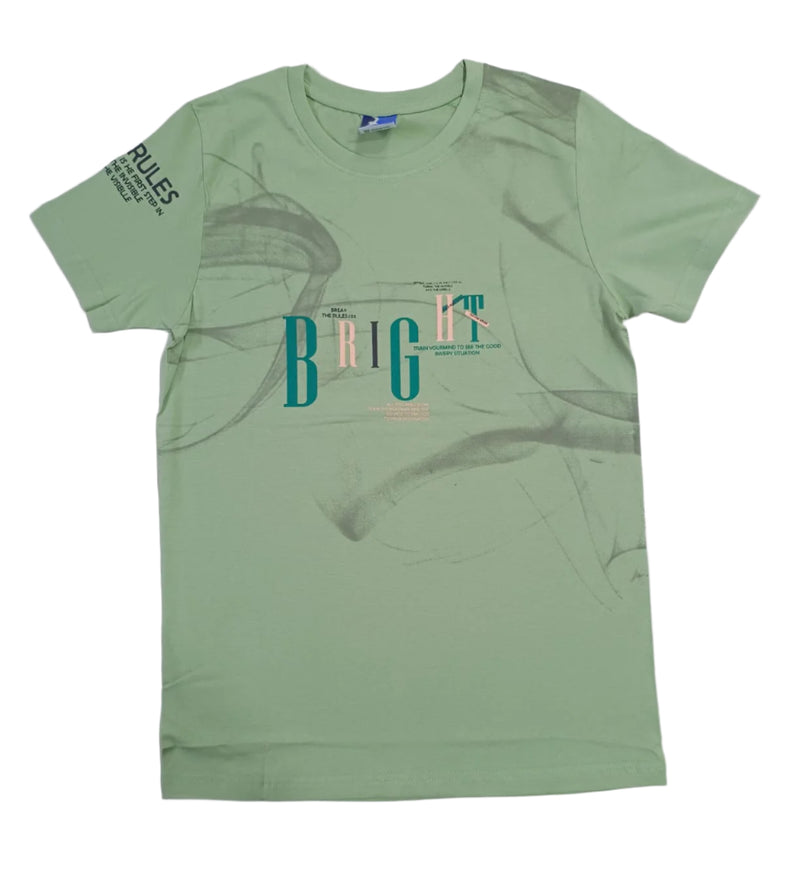 Light Green Stylish T-Shirt (Front & One Sleeve Printed)