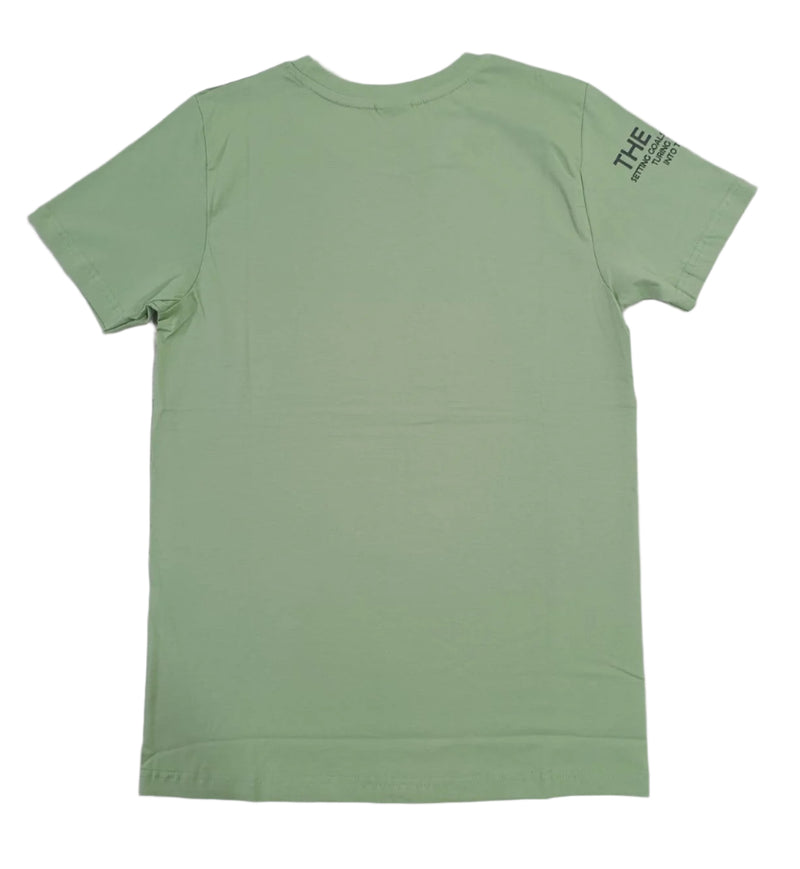 Light Green Stylish T-Shirt (Front & One Sleeve Printed)