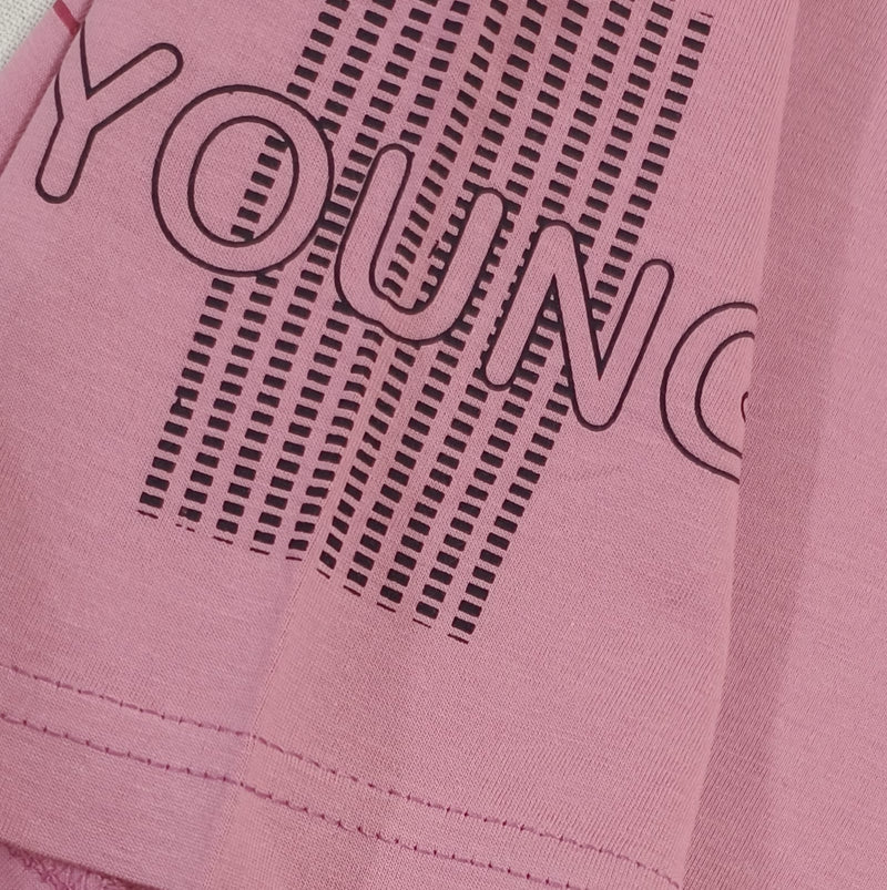 Pink Stylish T-Shirt (Front & One Sleeve Printed)