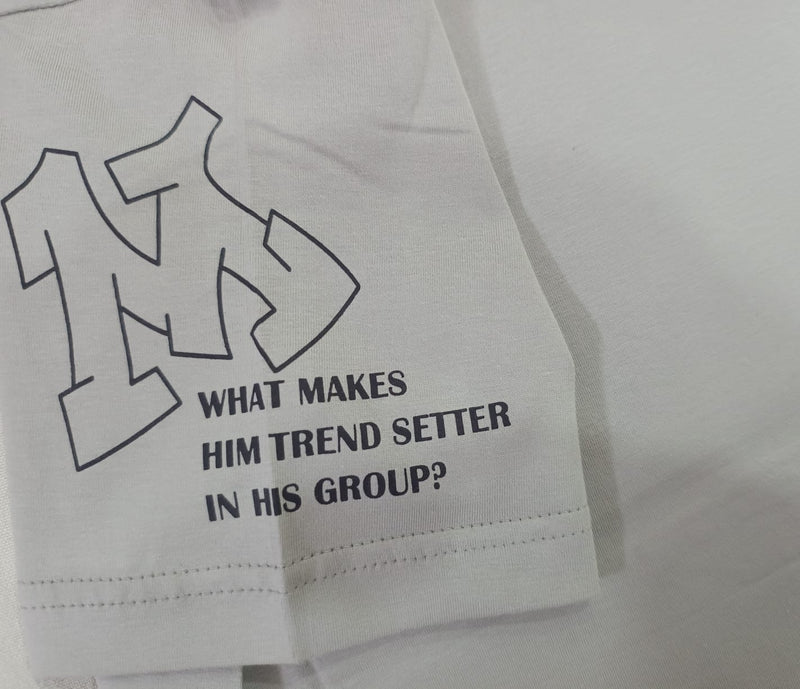 Grey Stylish T-Shirt (Front & One Sleeve Printed)
