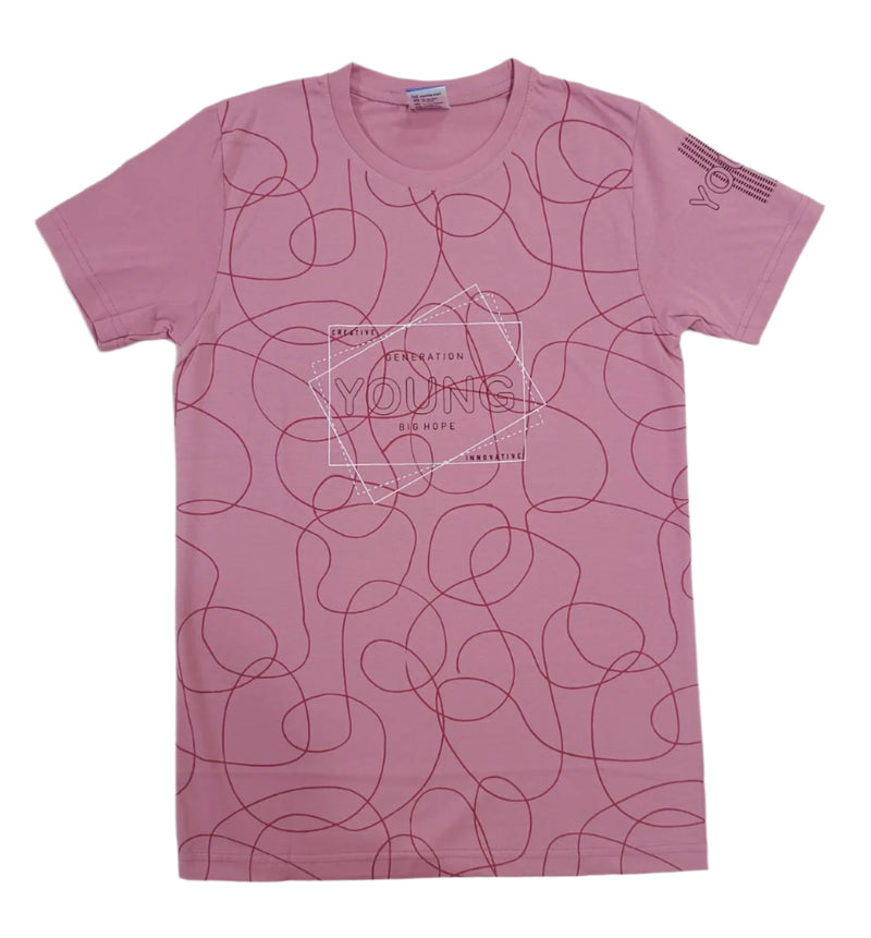 Pink Stylish T-Shirt (Front & One Sleeve Printed)