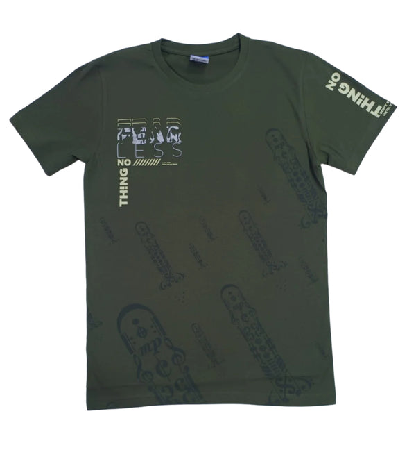 Dark Green Stylish T-Shirt (Front & One Sleeve Printed)
