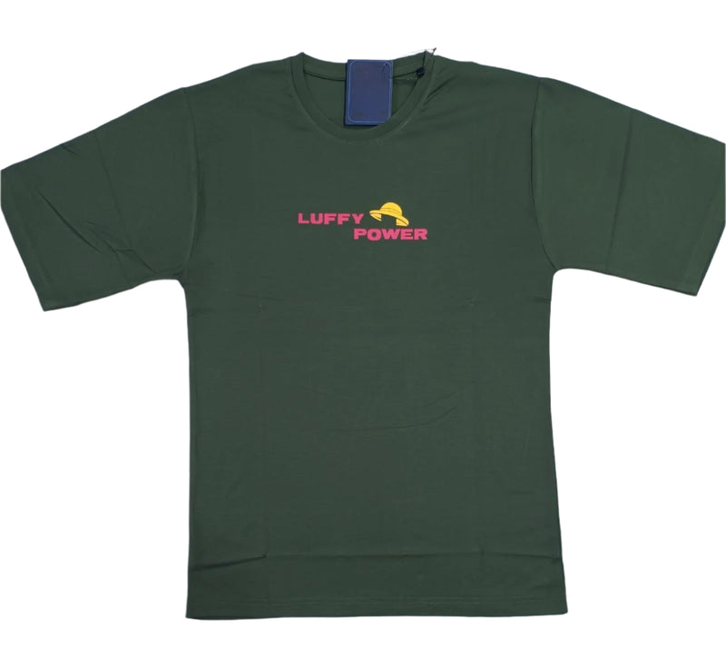 Dark Green Stylish T-Shirt Front & Back Printed Oversize (Down Shoulder)