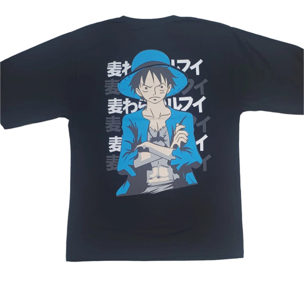 Black Stylish T-Shirt Front & Back Printed Oversize (Down Shoulder)