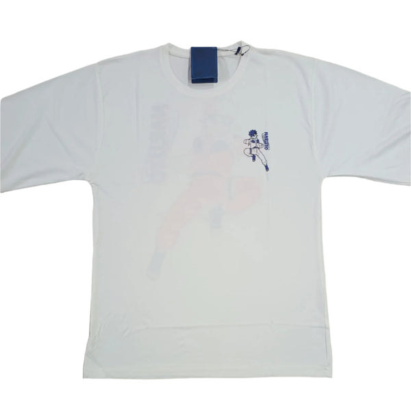 White Stylish T-Shirt Front & Back Printed Oversize (Down Shoulder)